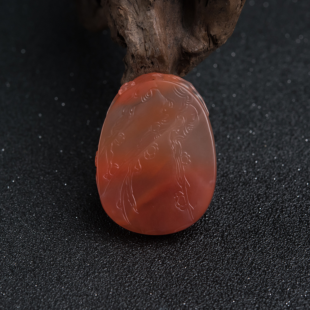 天然南红喜上眉俏吊坠-红掌柜