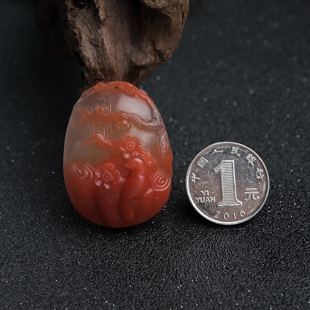 天然南红喜上眉俏挂坠-红掌柜