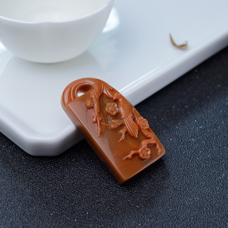 四川柿子红南红喜上眉梢吊坠-红掌柜