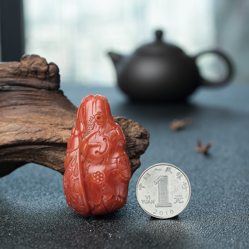 保山天然南红一鸣惊人吊坠-红掌柜