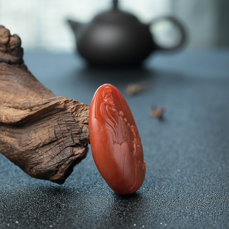 天然南红连年有余吊坠-红掌柜