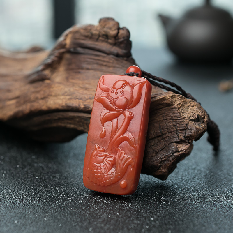 南红连年有余吊坠-红掌柜