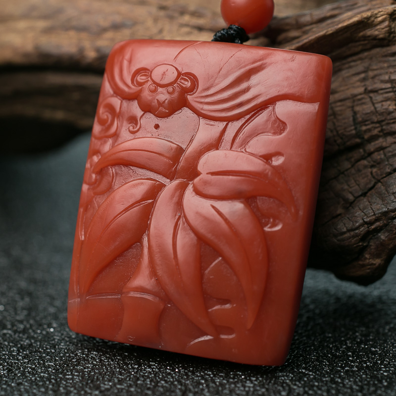 保山天然南红富足吊坠-红掌柜