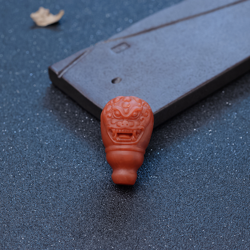 柿子红南红兽头三通-红掌柜