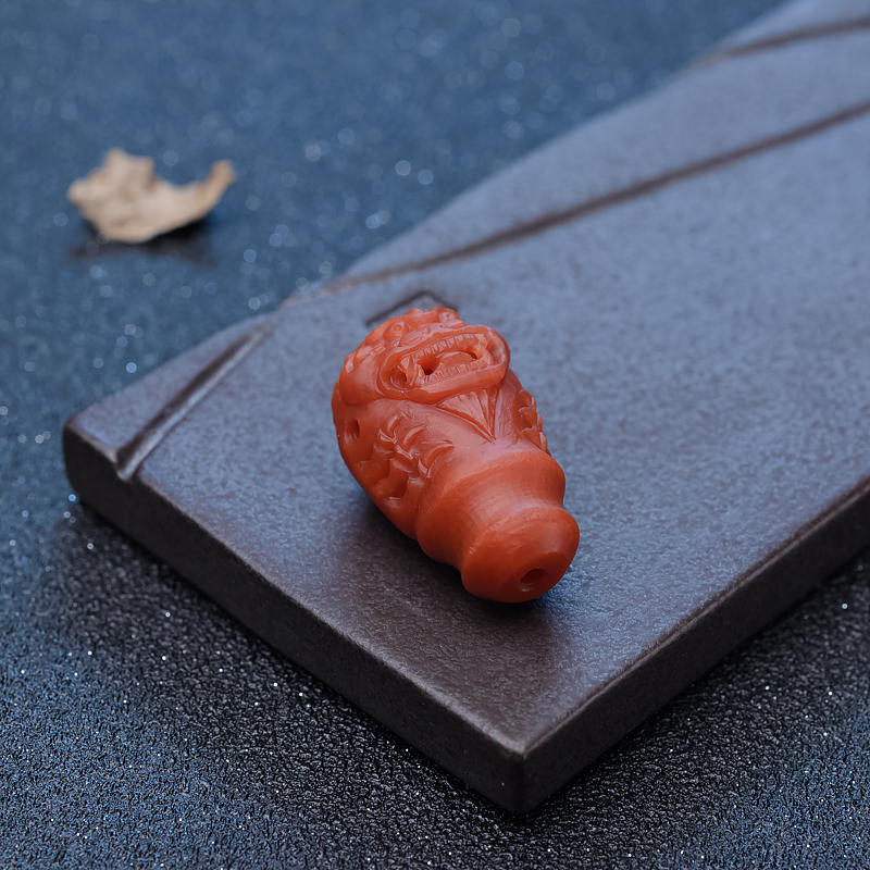 保山柿子红南红貔貅三通-红掌柜