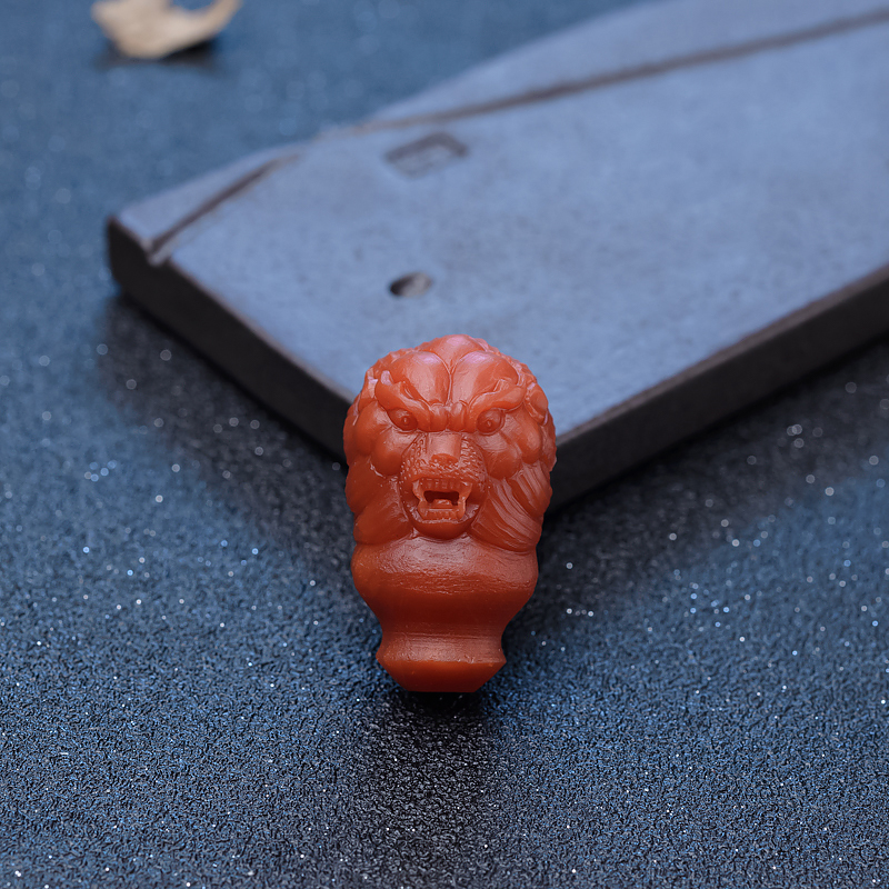 柿子红南红狮子三通-红掌柜