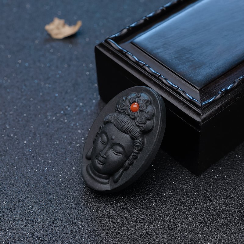 柿子红南红观音吊坠-红掌柜