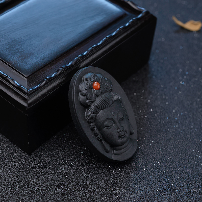 镶南红观音吊坠-红掌柜