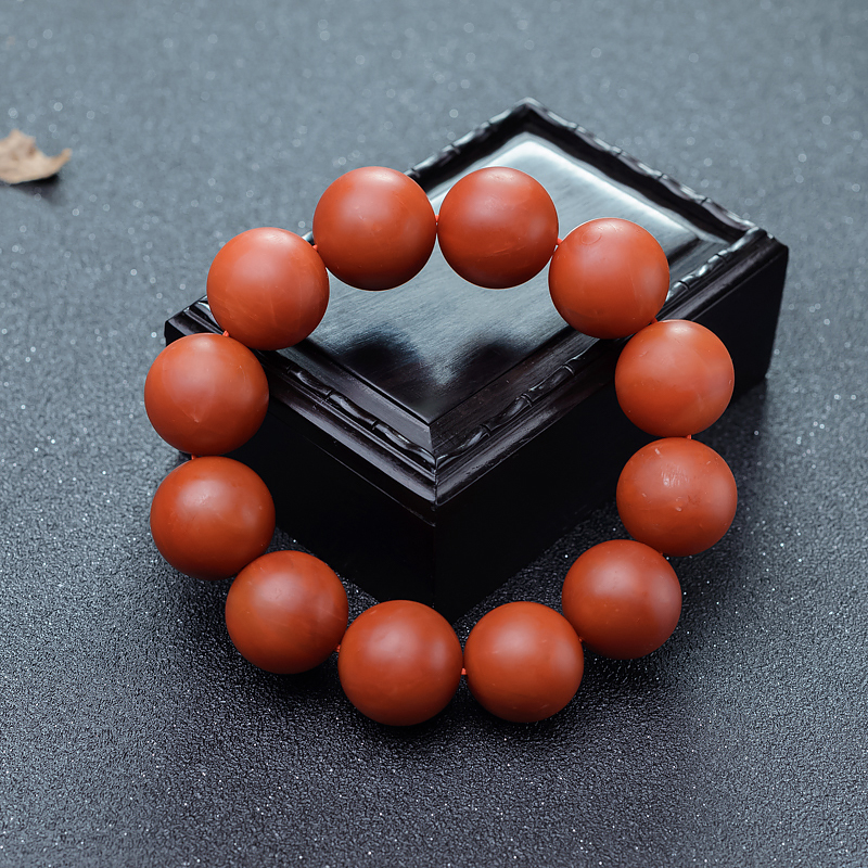 19mm天然保山柿子红南红手串-红掌柜