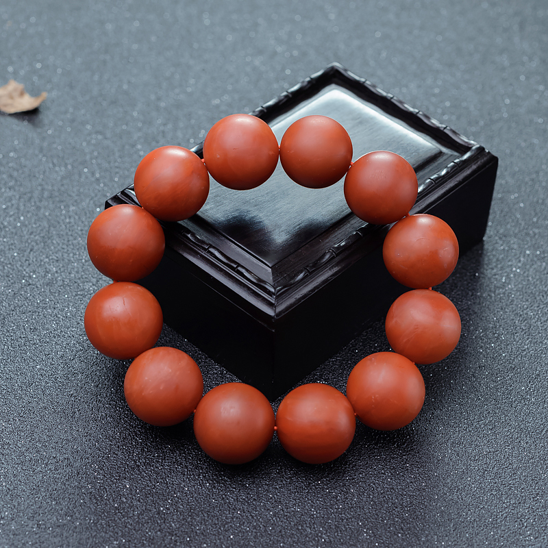 19mm天然保山南红单圈手串-红掌柜