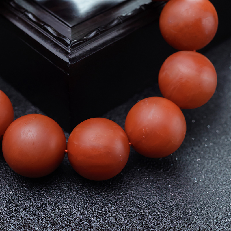 天然保山柿子红南红单圈手串-红掌柜