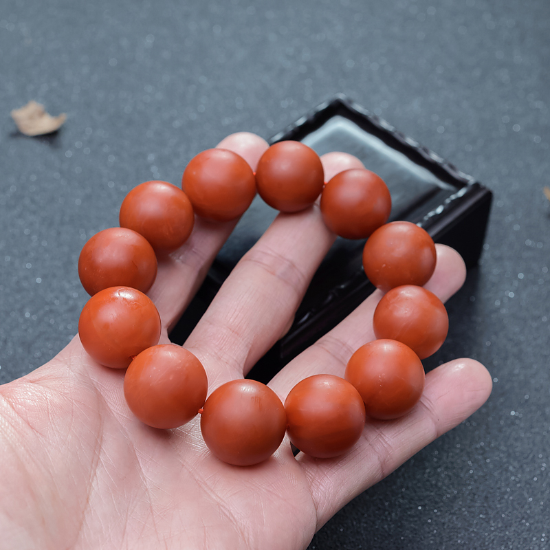 19mm天然保山柿子红南红单圈手串-红掌柜