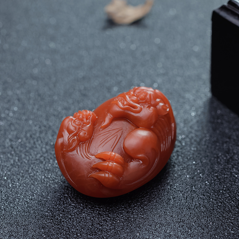 天然保山柿子红南红貔貅吊坠-红掌柜