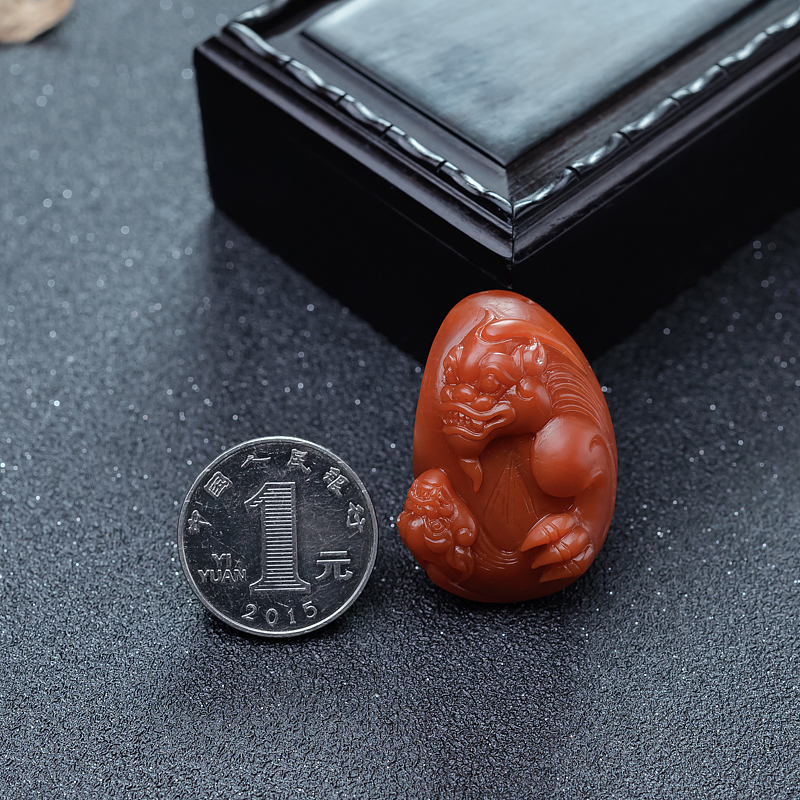 云南保山柿子红南红貔貅吊坠-红掌柜