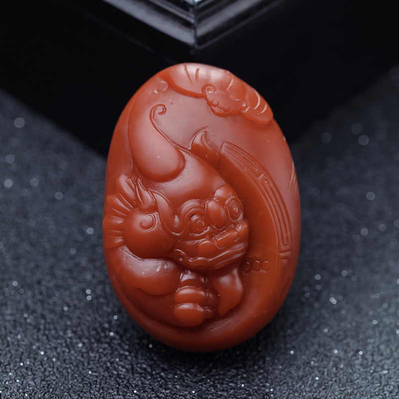 保山柿子红南红貔貅吊坠-红掌柜