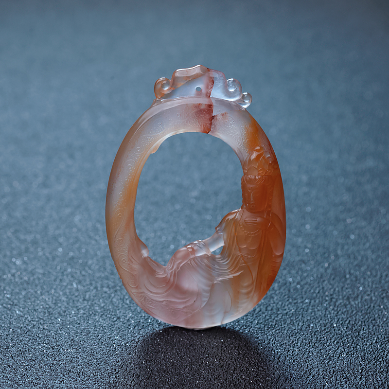 南红镂空观音吊坠-红掌柜