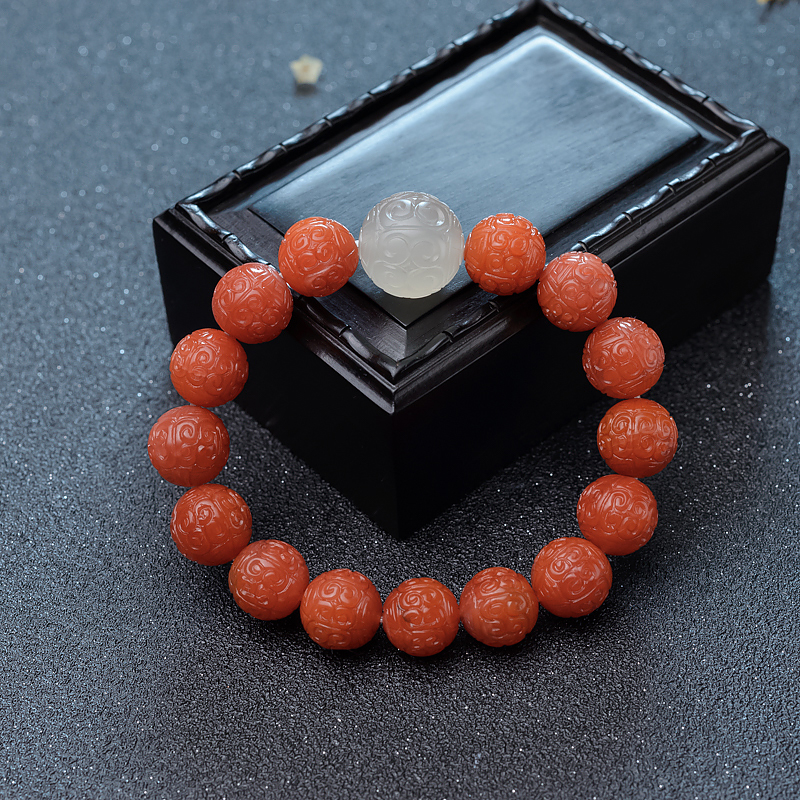 柿子红南红单圈手串-红掌柜