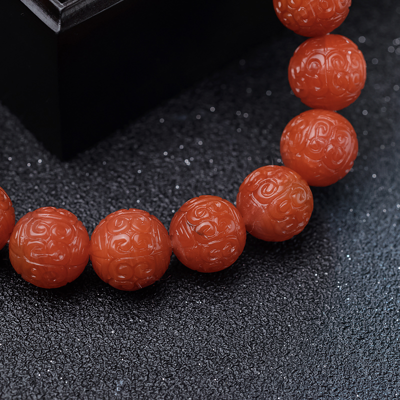 南红回纹珠手串-红掌柜