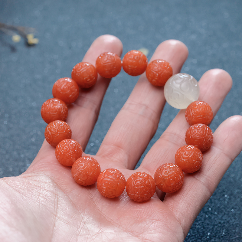 柿子红南红手串-红掌柜