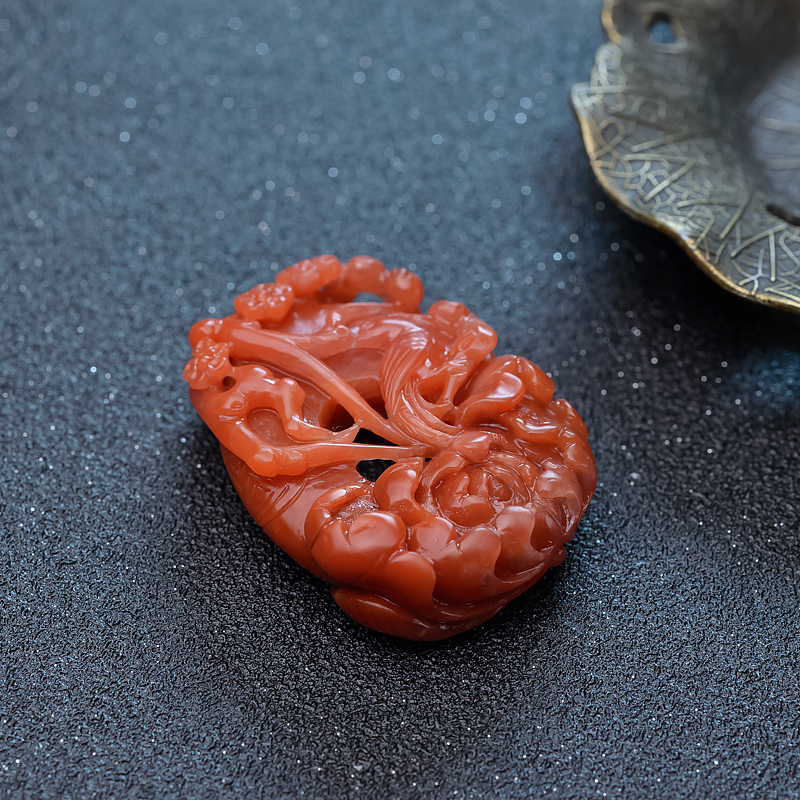 南红喜上眉梢吊坠-红掌柜