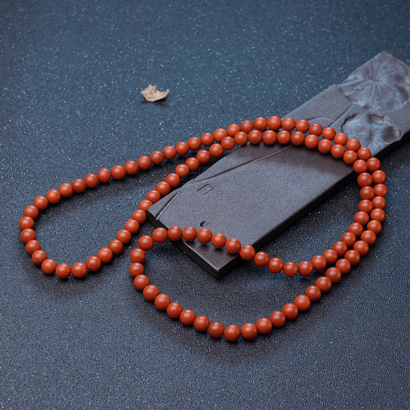 柿子红南红108佛珠-红掌柜