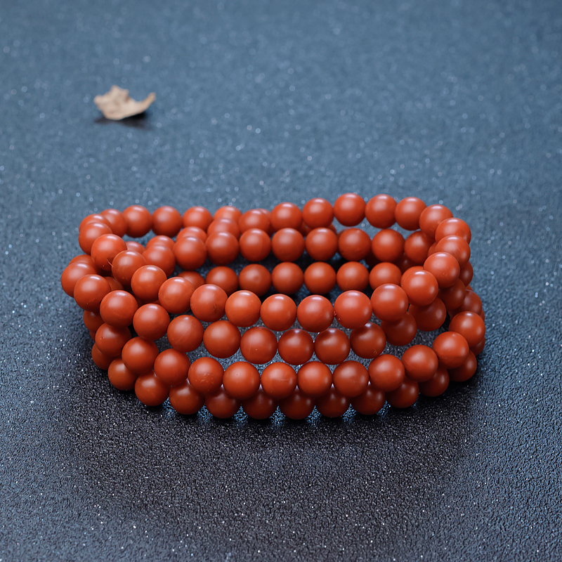 8.4mm柿子红南红佛珠-红掌柜