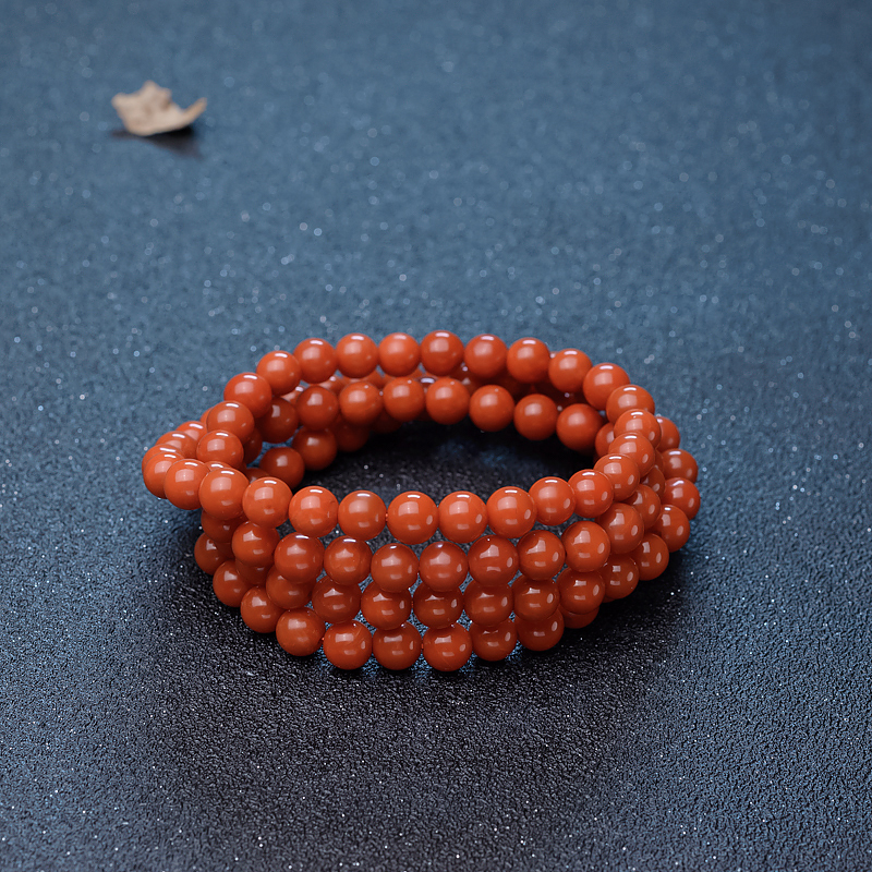 7mm柿子红南红佛珠-红掌柜