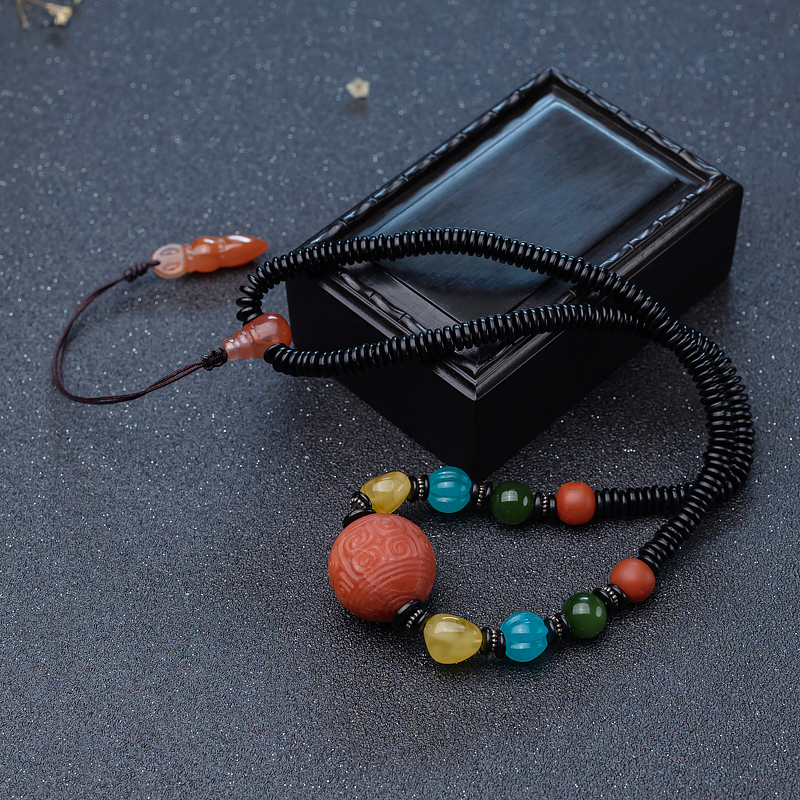 天然南红回纹珠锁骨链-红掌柜