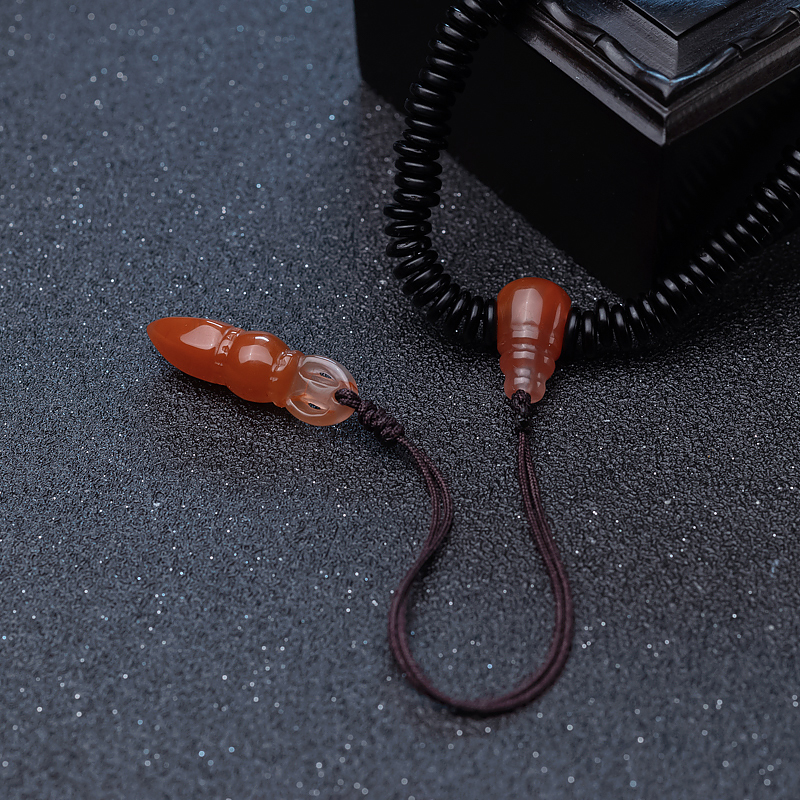 柿子红南红回纹珠锁骨链-红掌柜