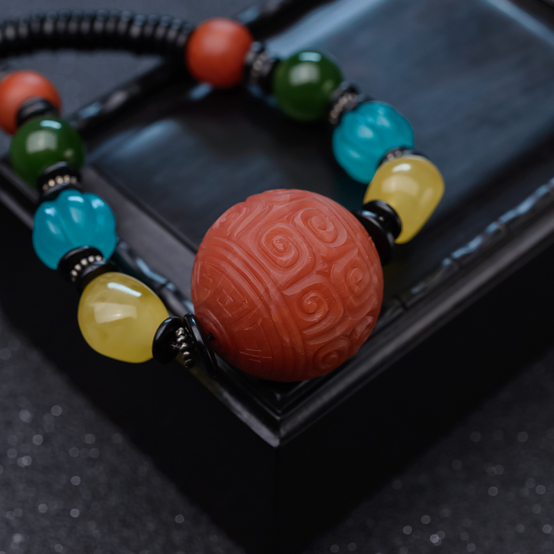 保山南红回纹珠锁骨链-红掌柜