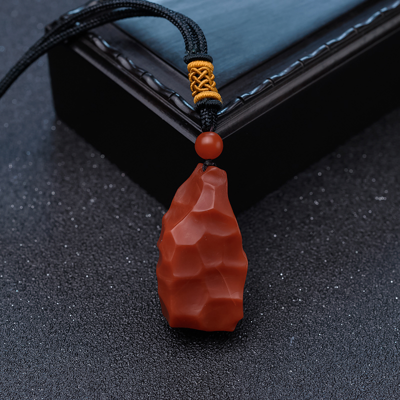 柿子红南红随形挂坠-红掌柜