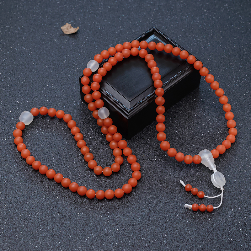 柿子红南红108佛珠-红掌柜