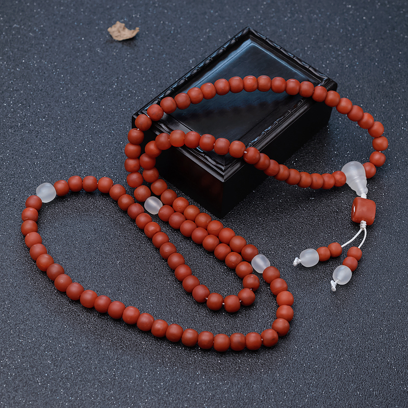 南红桶珠108佛珠-红掌柜