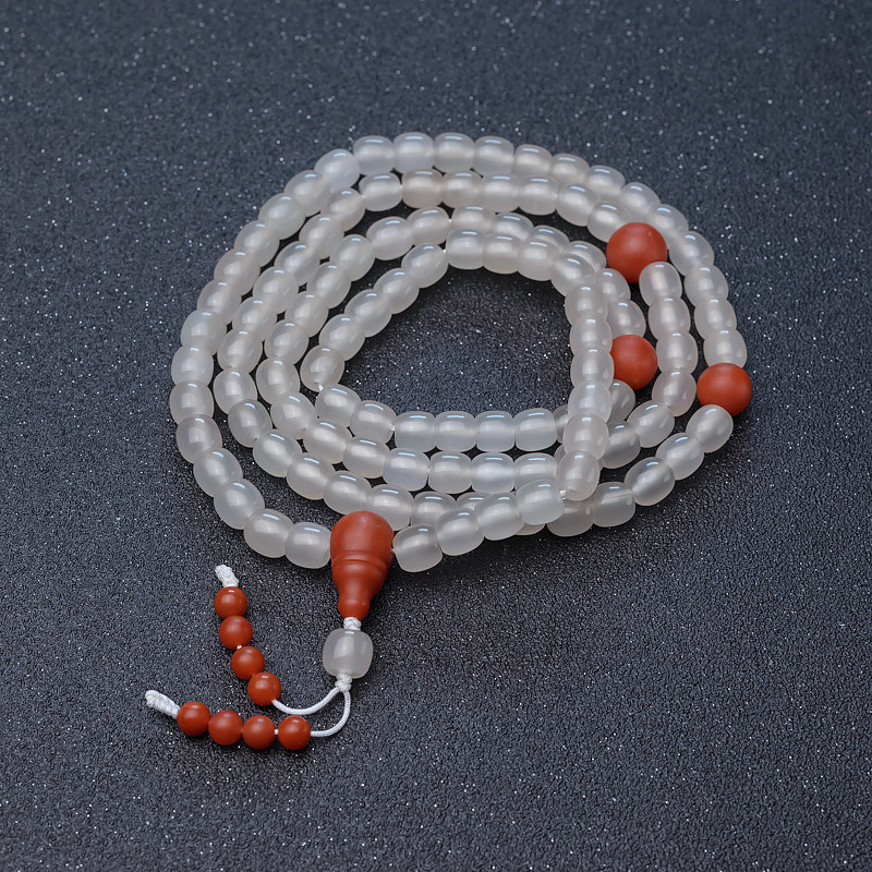 冻料南红桶珠佛珠-红掌柜