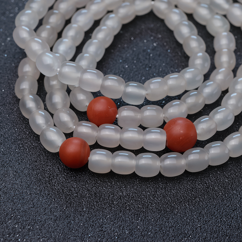 天然南红桶珠108佛珠-红掌柜