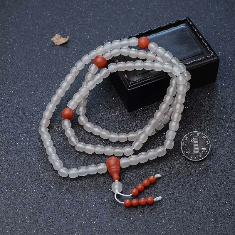 冻料南红桶珠佛珠-红掌柜