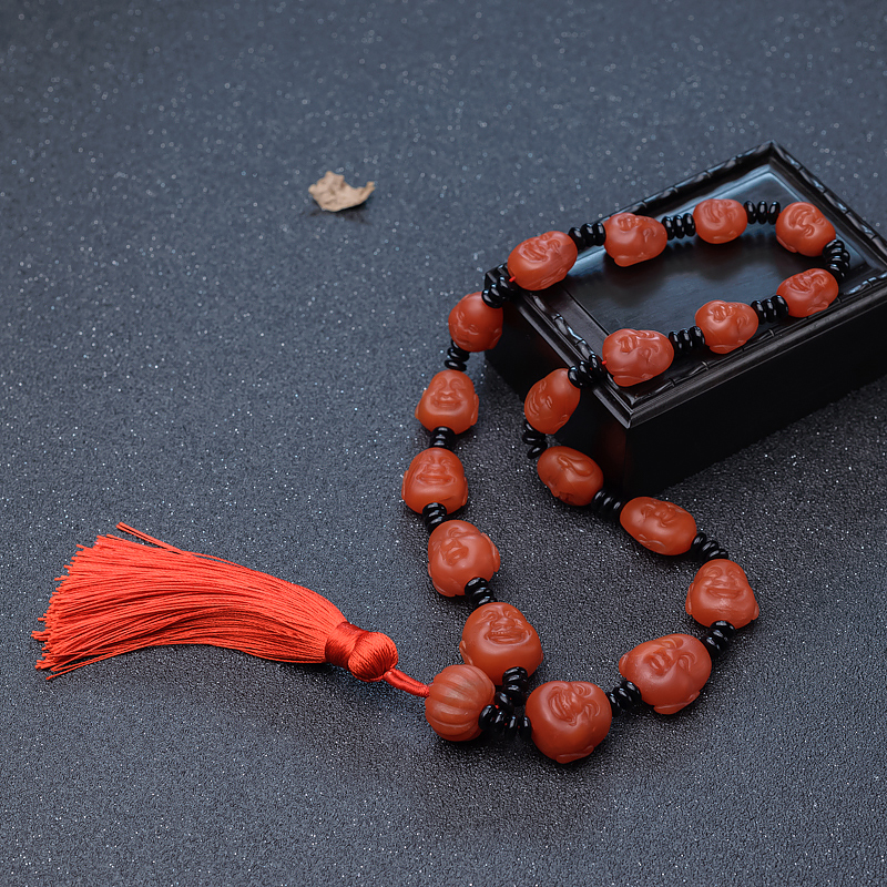 柿子红南红佛头珠手持-红掌柜