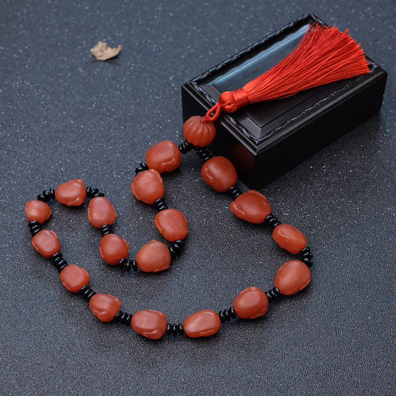 保山柿子红南红佛头珠手持-红掌柜