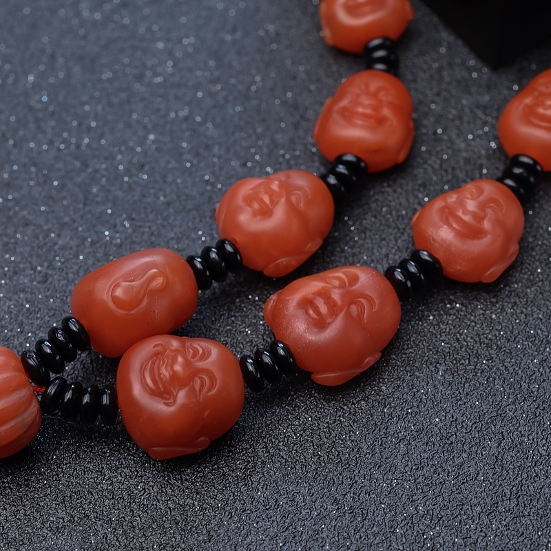 保山天然柿子红南红佛头珠手持-红掌柜