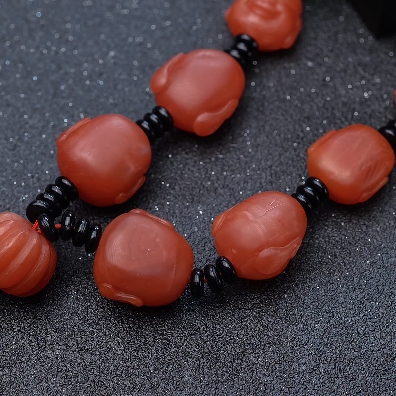 柿子红南红佛头珠手持-红掌柜