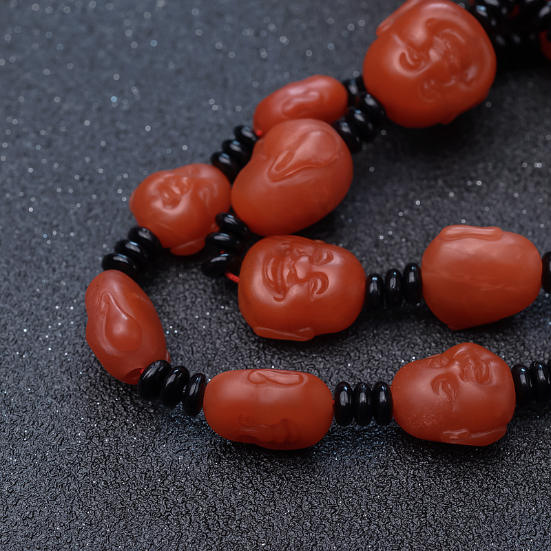 南红佛头珠手持-红掌柜