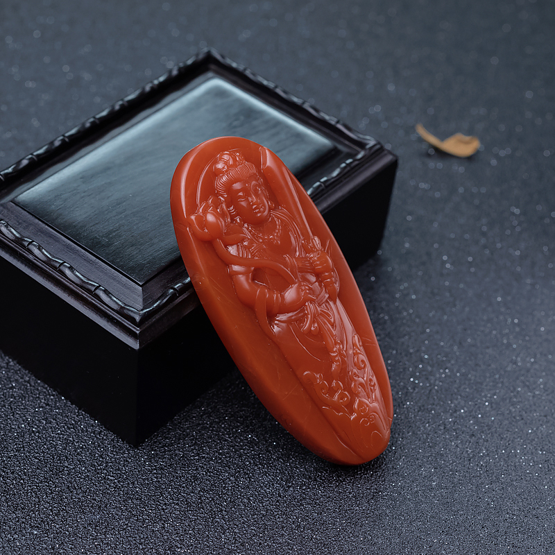 柿子红南红吊坠-红掌柜