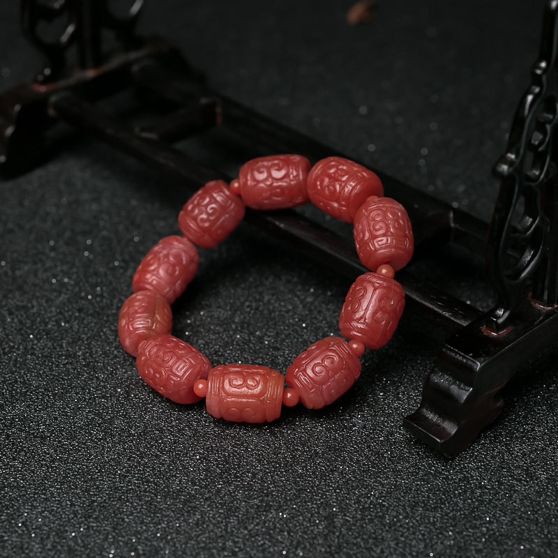 南红桶珠单圈手串-红掌柜