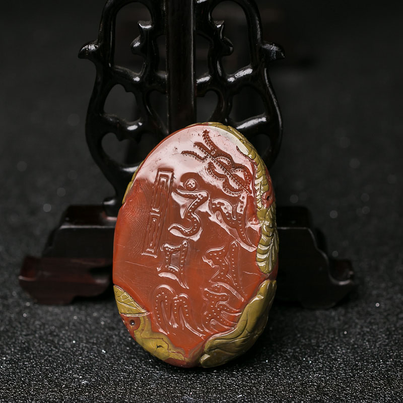 俏色南红佛-红掌柜