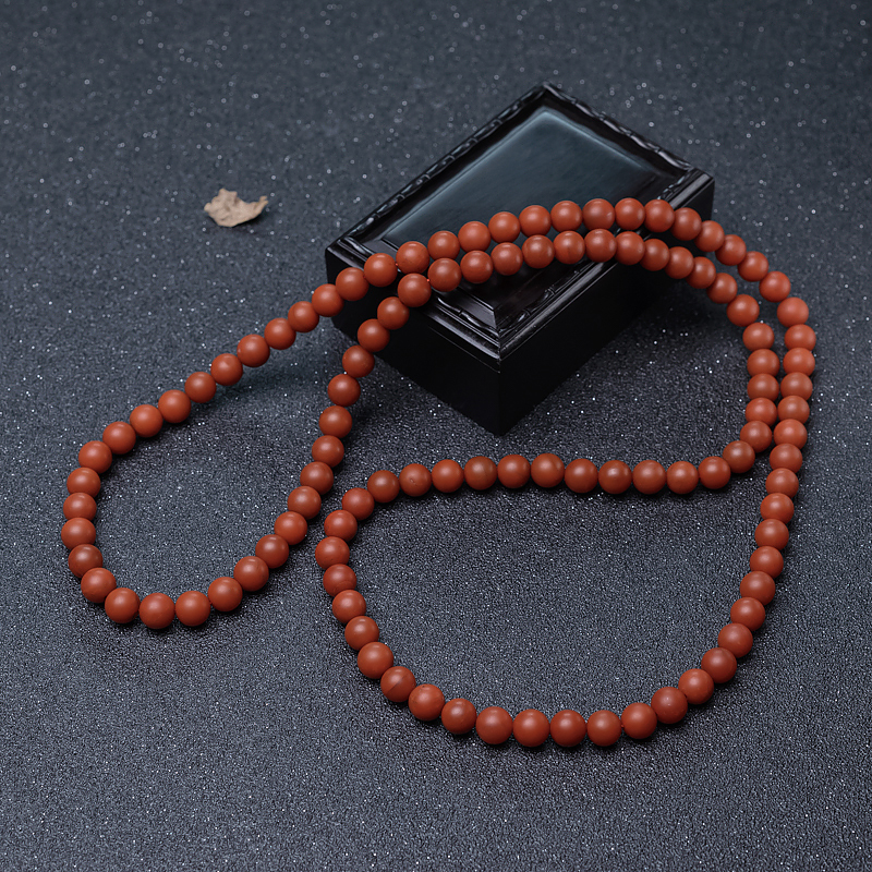 8.3mm柿子红南红108佛珠-红掌柜