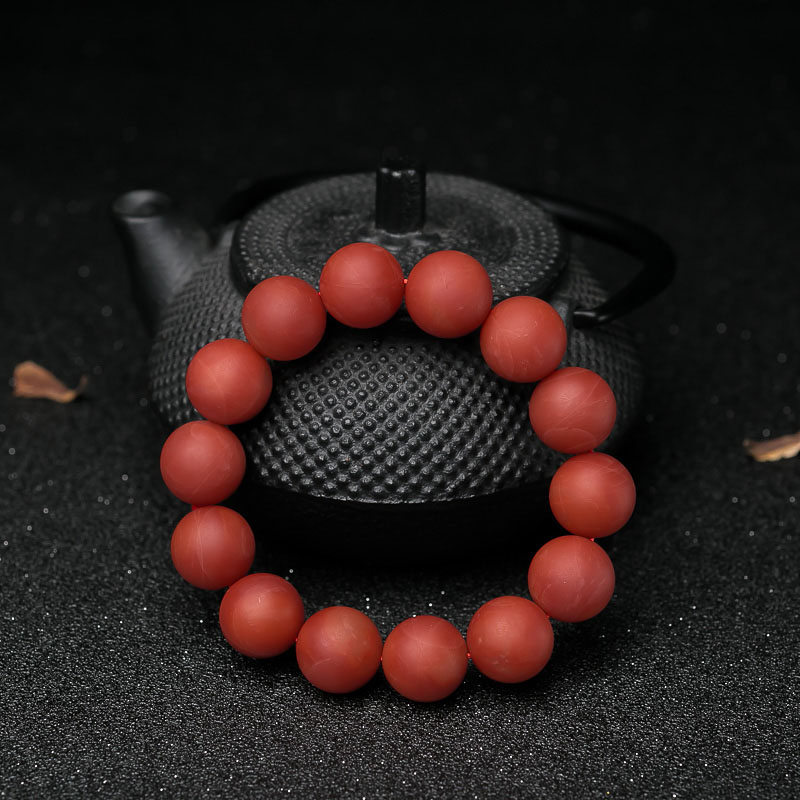 16.5mm柿子红南红单圈手串-红掌柜