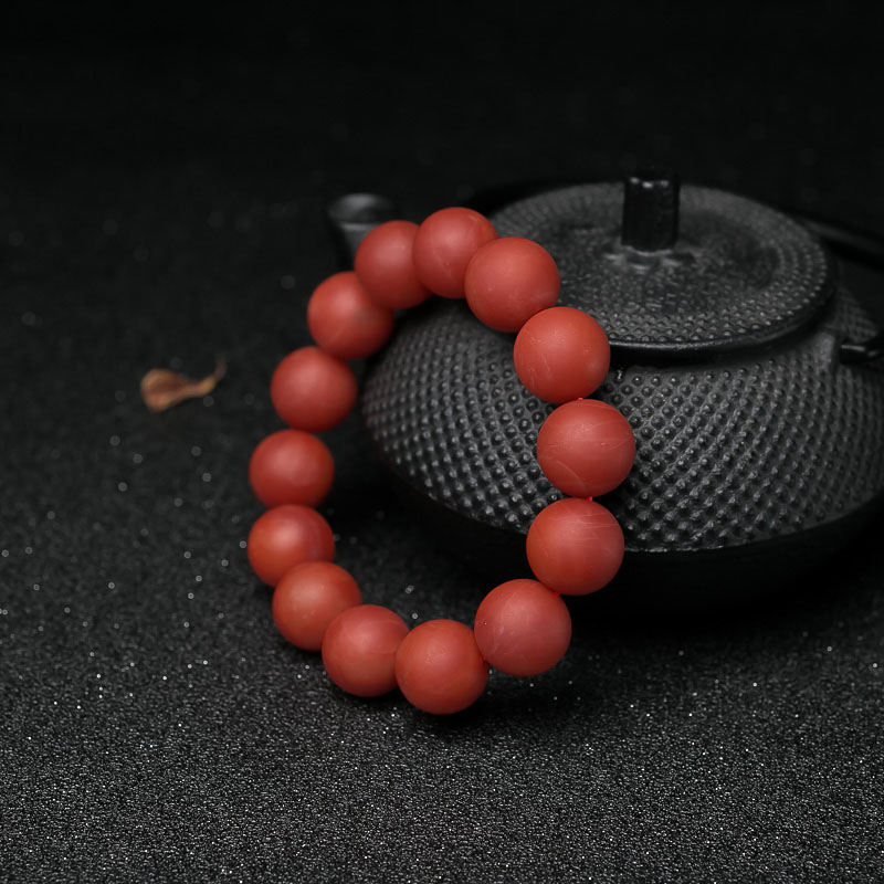 柿子红南红单圈手串-红掌柜