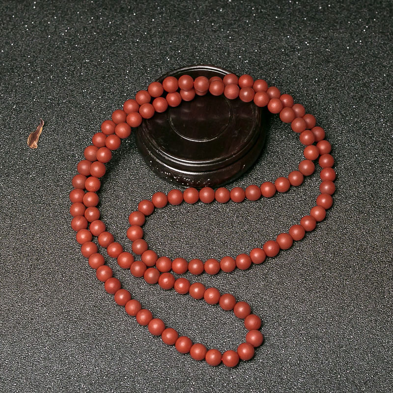 天然柿子红南红佛珠-红掌柜