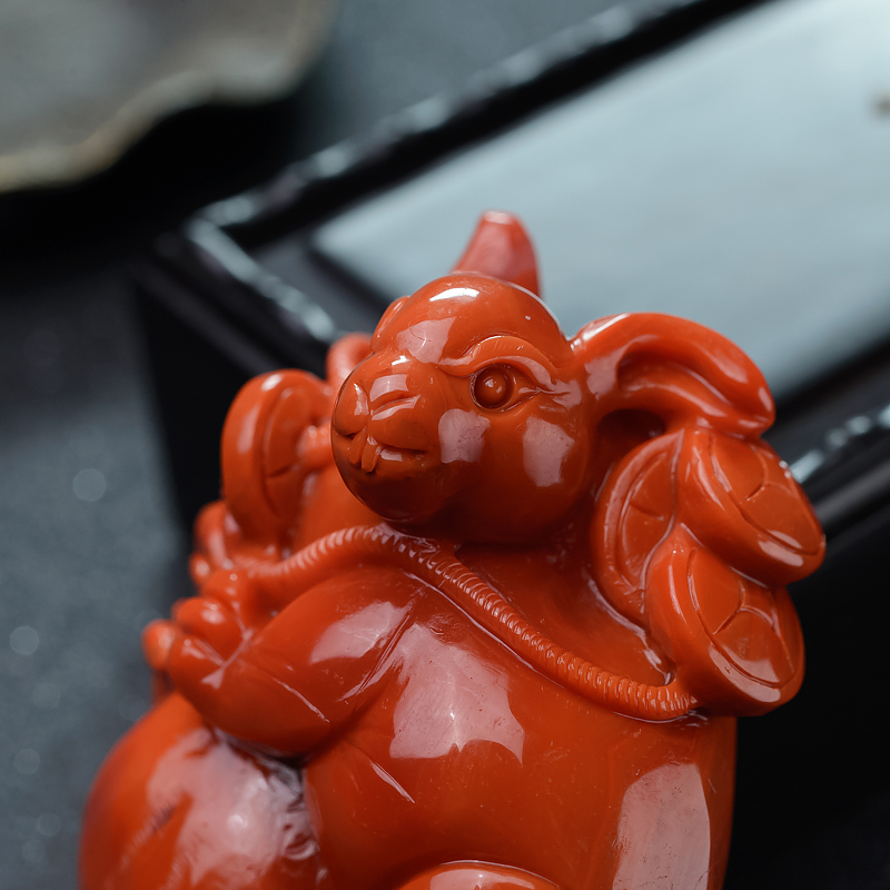 天然南红前途无量手把件-红掌柜