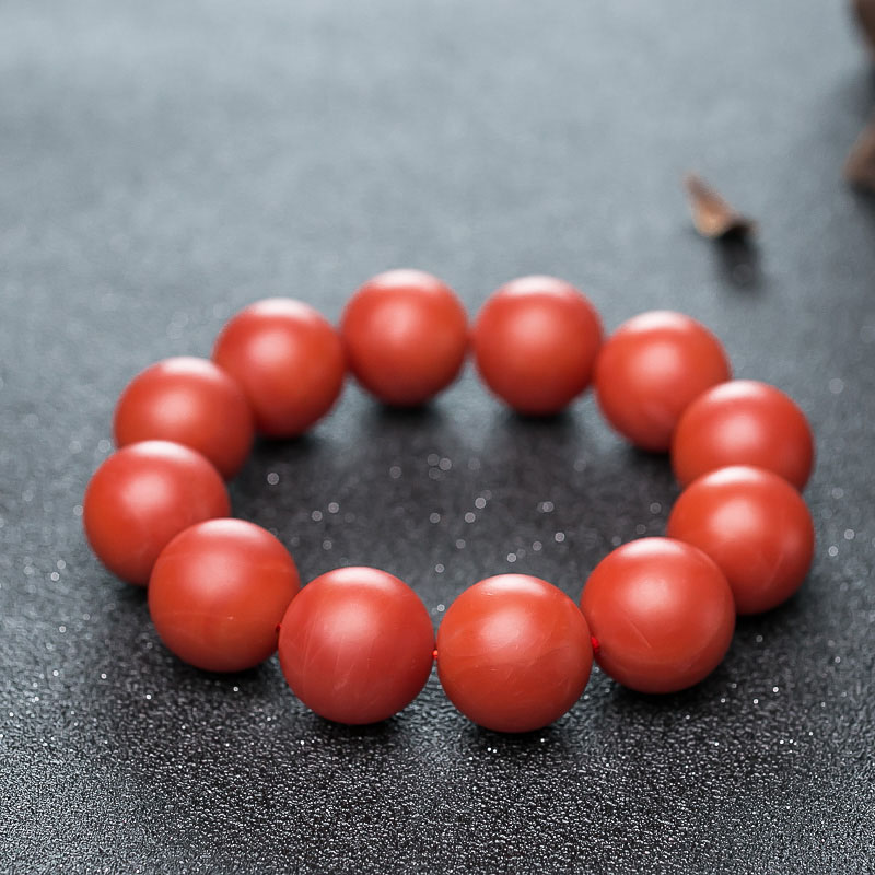 保山天然南红单圈手串-红掌柜